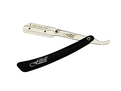 Fllik Fllik Barber Razor Barber Folding Shaving Razor for Salon Use for Men and Boys Stainless Steel Black Handle