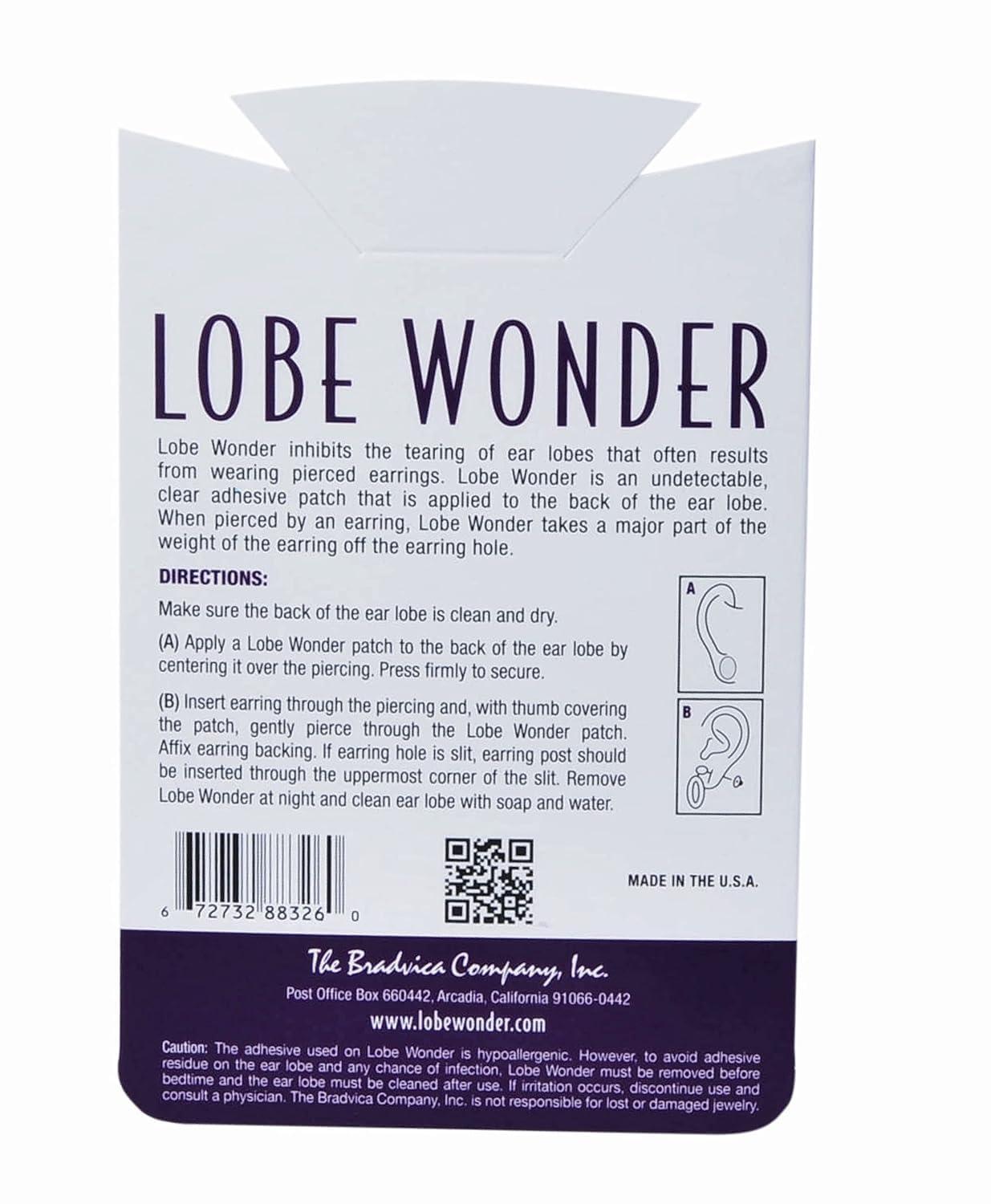 Lobe Wonder Lobe Wonder (100 Patches) Ear Lobe Support Patches Earlobes Invisible Waterproof Stickers for Heavy Earrings Earring Lift Patches combo