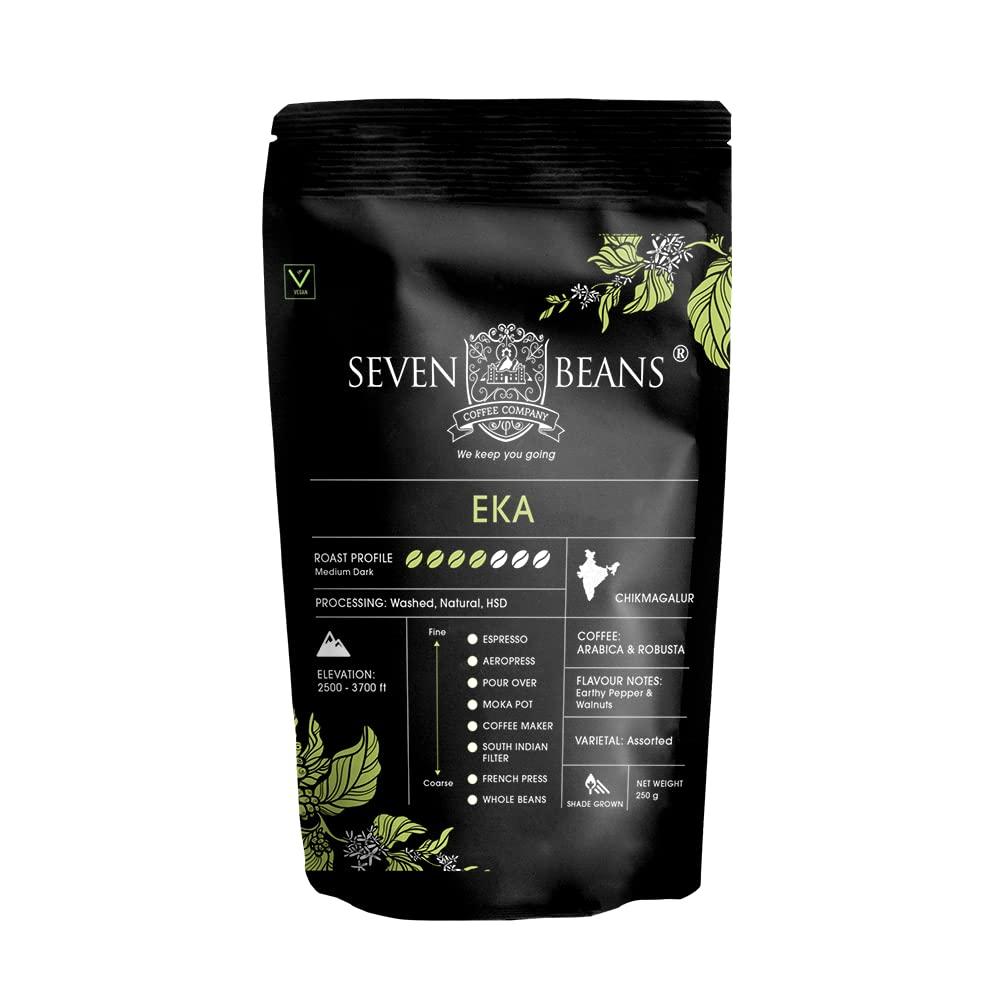 Seven Beans Coffee Company Seven Beans Coffee Company's "Eka" Medium-Dark Roast|Single Origin|Gourmet Indian Coffee - 250 g (AeroPress Grind)