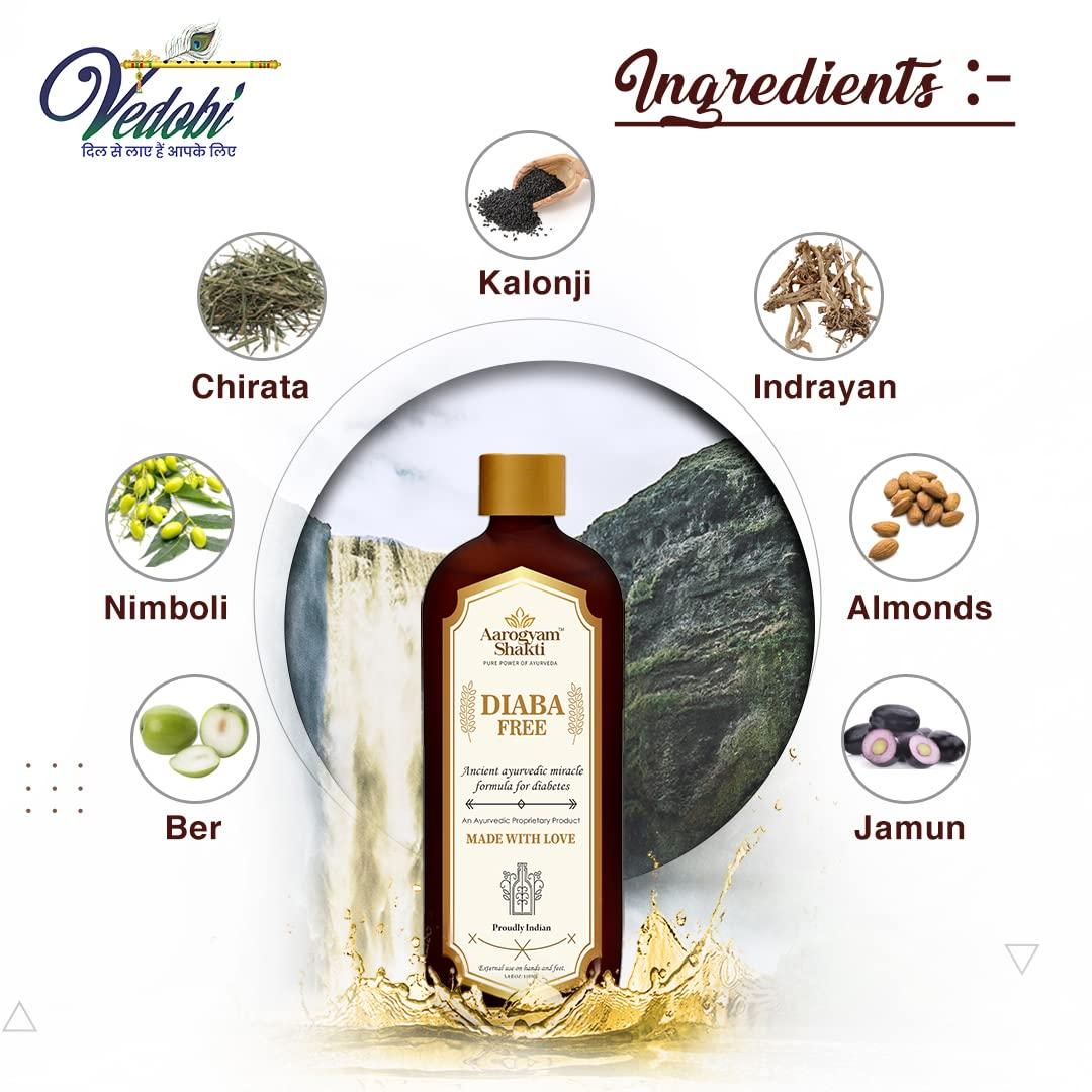 Vedobi Diaba free (110ml+110ml) Combo Pack | 100% Ayurvedic | Diabetes Medicine for External Use