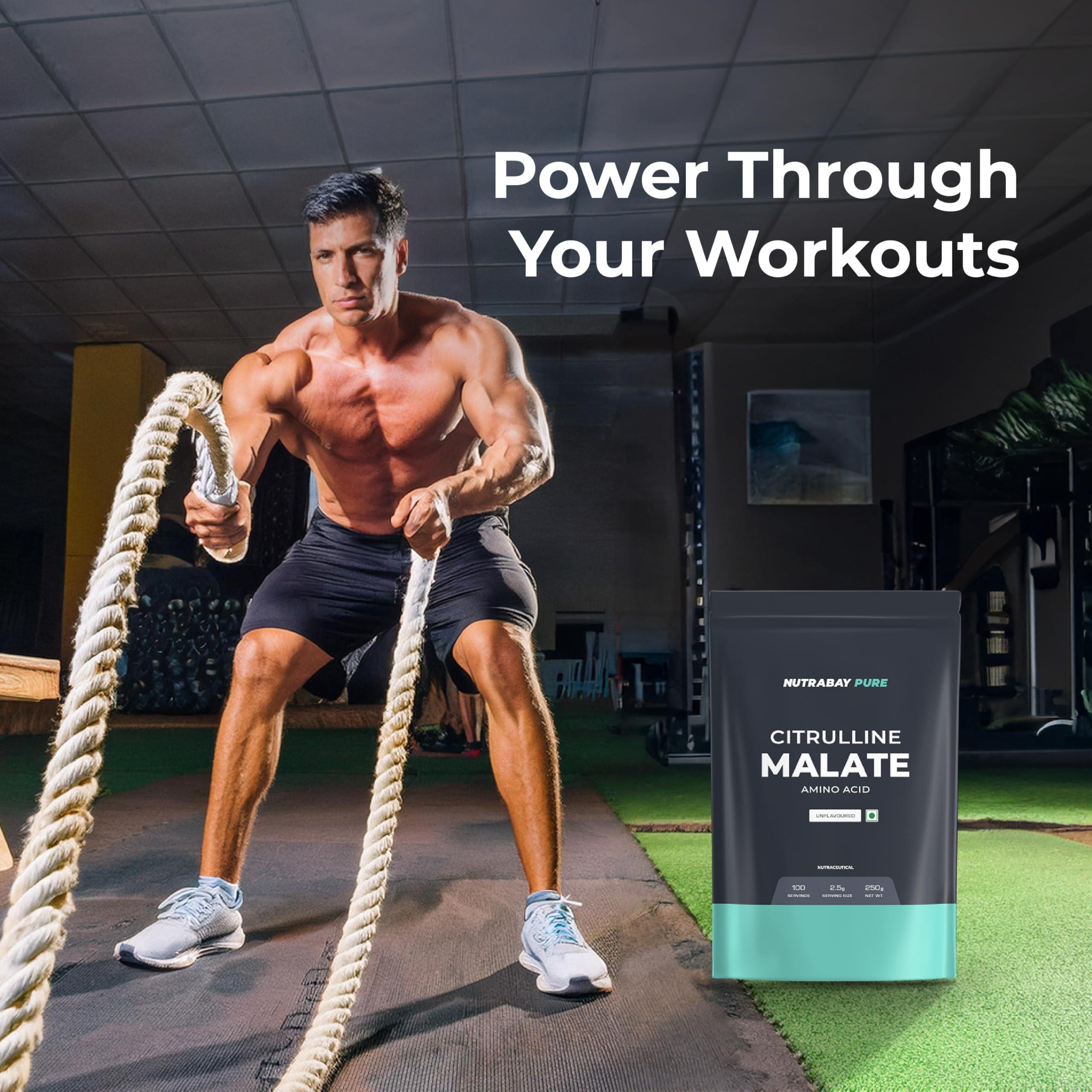 Nutrabay Nutrabay Pure 100% Citrulline Malate Powder - Boosts Nitric Oxide, Pre Workout supplement for Men & Women - 250g Unflavoured