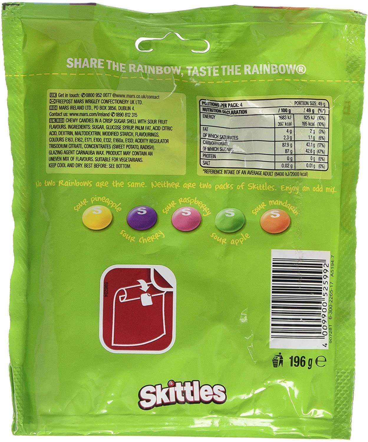 Skittles Skittles Crazy Sour Flavoured Candy, Mixed-Fruit, 196 Grams