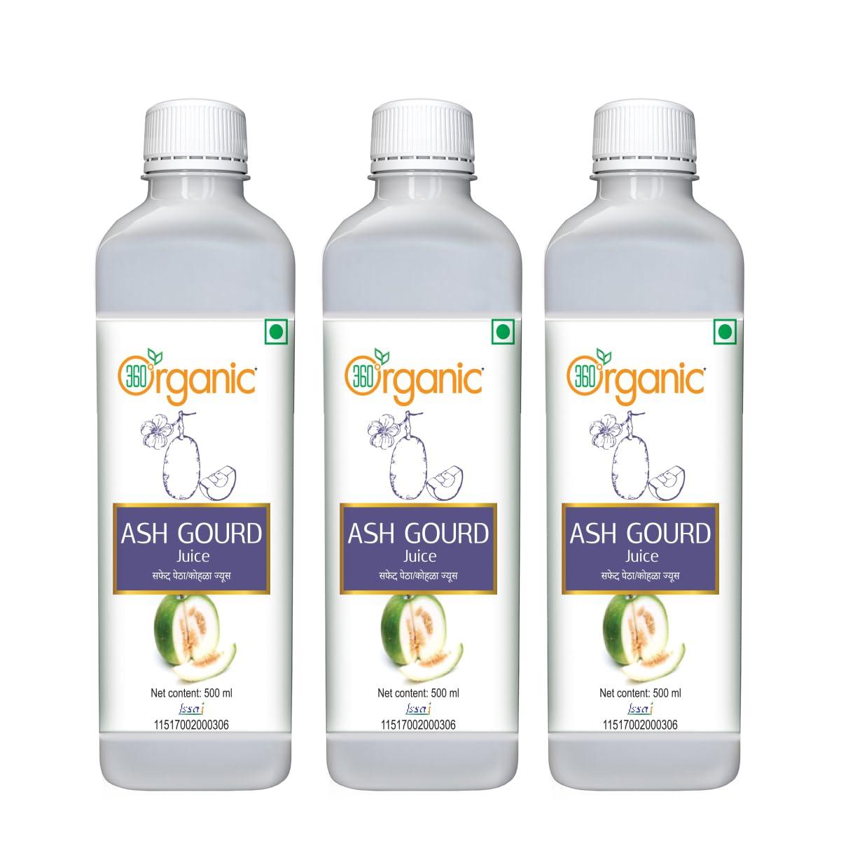 360 DEGREEORGANIC 360 Degree Organic Ash Gourd Juice (Safed Petha Juice) - 500 ml (Pack of 3)