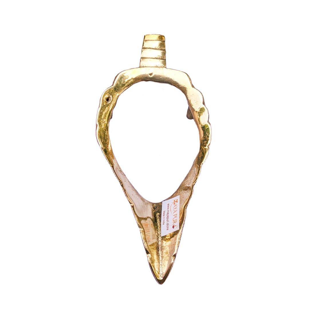 MAYAPURI MAYAPURI Pital Shankha Dani/Pooja Brass Shank Stand/Holding Conch Shells, Golden (5.5 inch. (Best for 5-6 inch. Shankh))