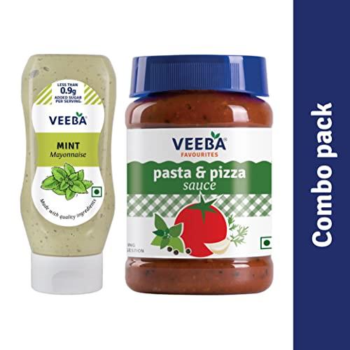 VEEBA Veeba Pasta-Pizza Sauce,525g & Mint Mayonnaise Pet Bottle,300g - Pack of 2
