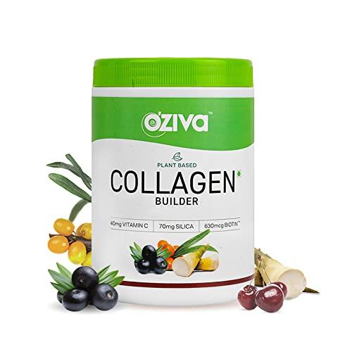 OZiva OZiva Plant Based Collagen Builder Powder (With Vitamin C) Berry Orange,250G & Plant Based Biotin 10000+ Mcg (With Natural Sesbania Agati Extract) For Stronger Hair & Healthier Skin,125G(Combo Pack)
