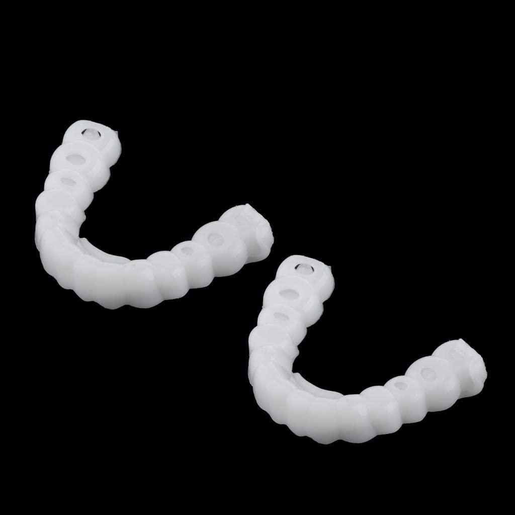 LICHTS LICHTS 2 Pcs Silicone Lower False Teeth Dental Veneers Dentures Fake Tooth w/Case