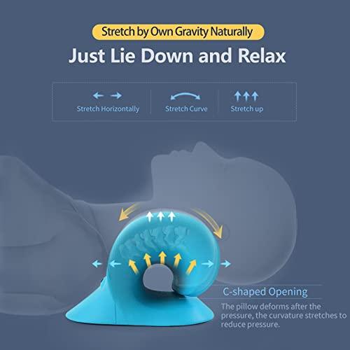 SoftSense SoftSense Neck and Shoulder Relaxer, Cervical Traction Device Neck Stretcher with Magnetic Therapy, Cervical Spine Alignment, Chiropractic Pillow, Traction Pillow for TMJ Pain Relief(Blue)
