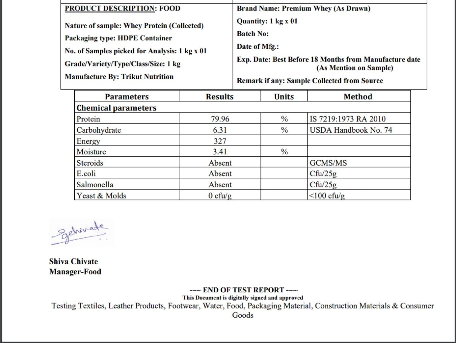 Trikut Premium Whey Protein Vanilla Flavour 1Kg With Added Bcaa(Sugar Free) 33 Servings (Trikut Nutrition)