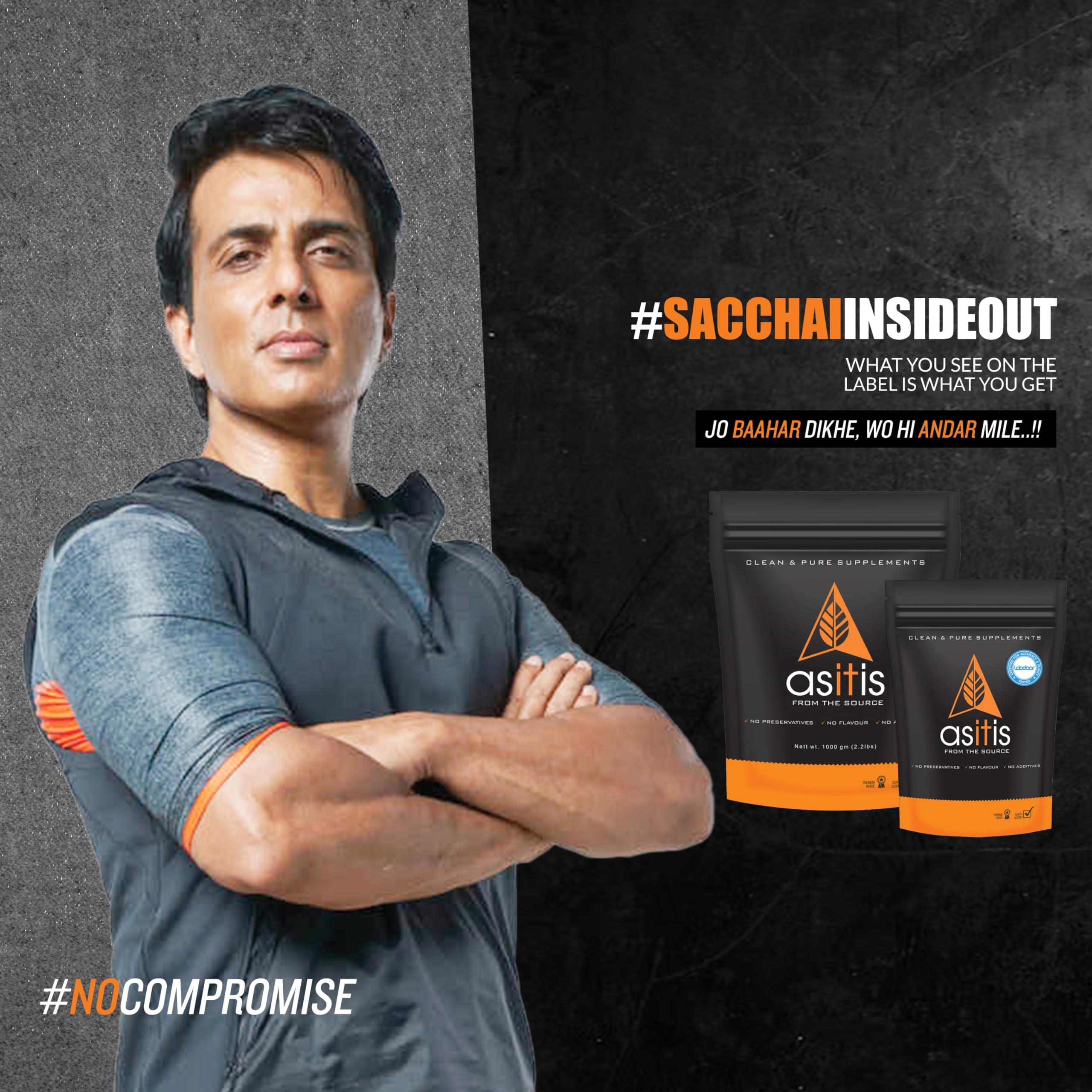 Asitis Nutrition AS-IT-IS Nutrition Whey Protein Concentrate 80% Unflavoured, Labdoor Certified (Whey protein Concentrate 1kg + Creatine 100gms) | Combo pack