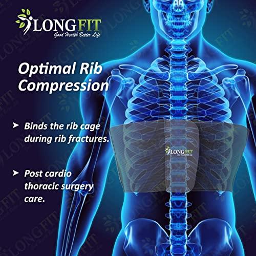 Longfit Longfit Rib Belt Elastic Chest Wrap Injury Binder Compression & Support for Men & Women Back & Abdomen Support (L, Blue)