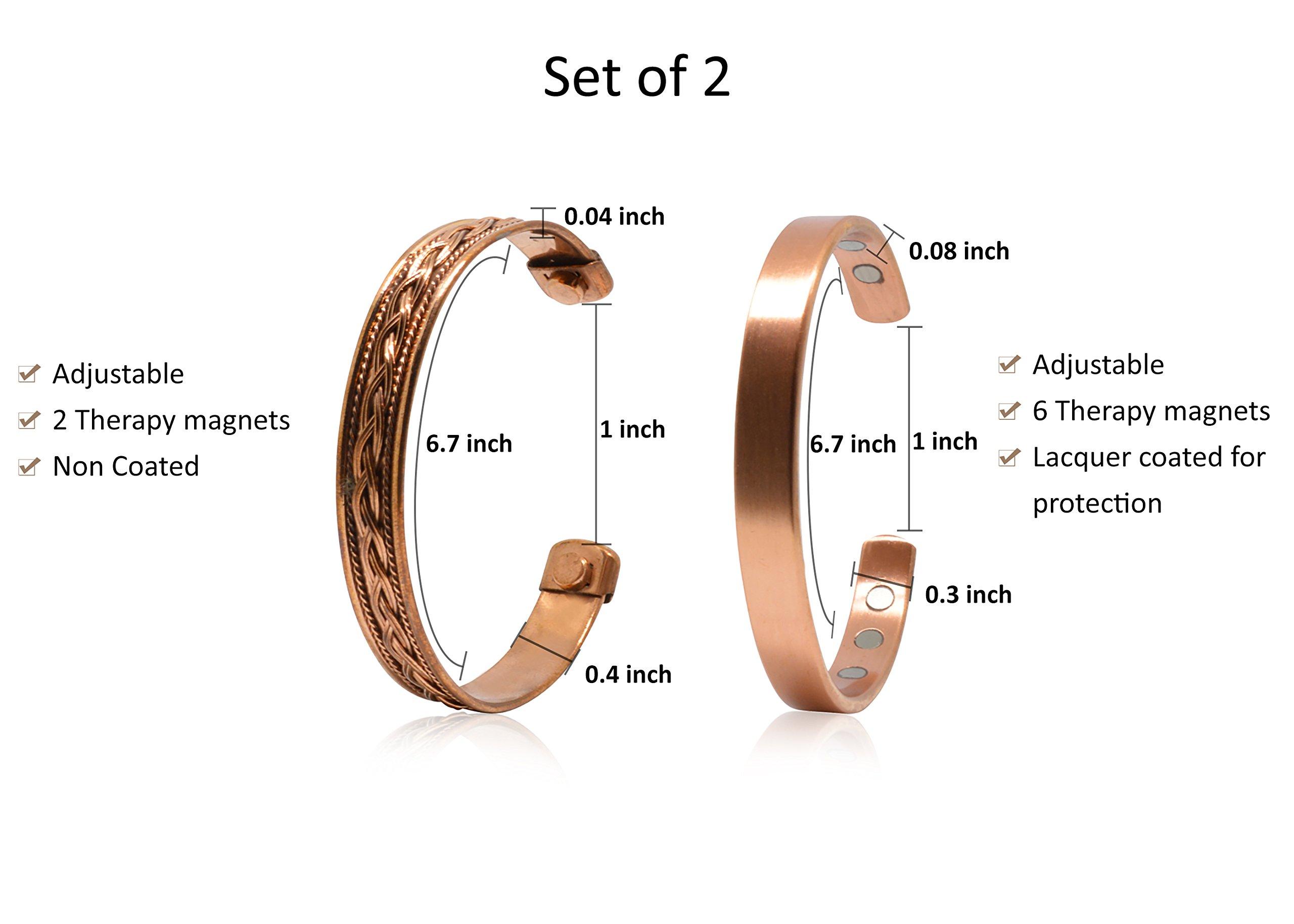 Coppervast Coppervast Bracelets For Arthritis - Therapy Magnetic Men & Women\'s With 6 Powerful Magnets Effective Natural Relief Joint Pain (Set Of 2 Plain Braided Inlay)
