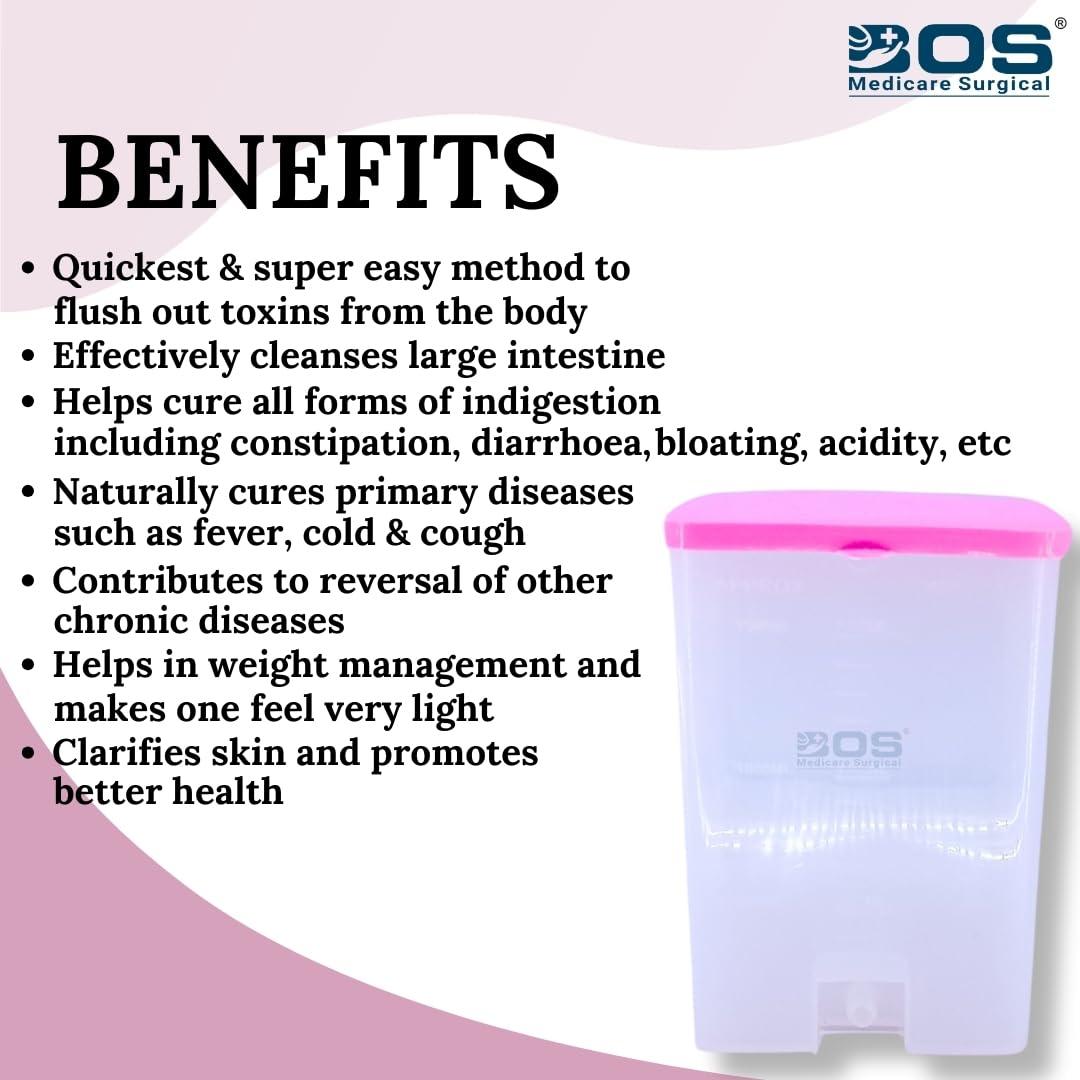 BOS MEDICARE SURGICAL Bos Medicare surgical PVC Enema Kit for Home Use with instruction | Enima home kit for Adults| Enema kit satvik movement Reusable & washable For Men And Women Anema Kit - 1500 ml Square Pot Pack Of 1