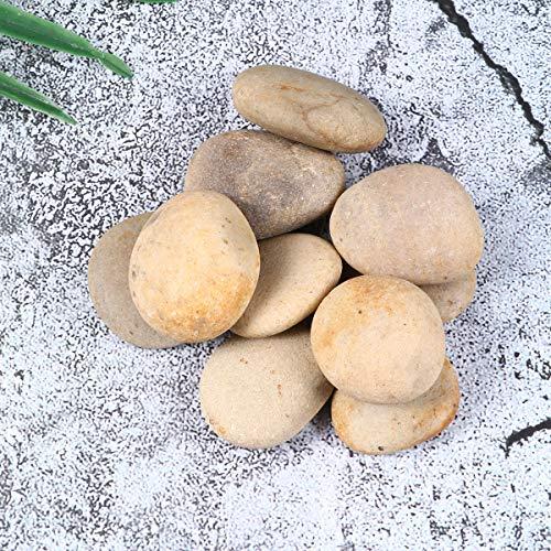 HEALLILY 1 Set/ 10 Pcs Children DIY Drawing Stone Graffiti Rocks Stones Creative Natural Pebbles with 1 Pc Bracket for Home School Practice (3-4CM, Random Style)