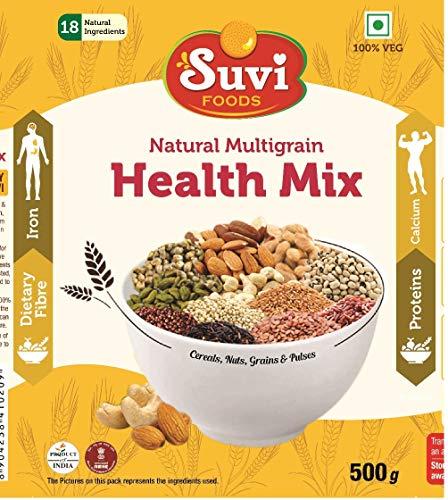 SUVI Foods SUVI Health Mix (500g X 03) - 100% Natural Multigrain Nutrition for All, No Added Sugar/Colour/Flavour. 18 Natural Ingredients (Nuts, Cereals & Pulses) Pack of (3)