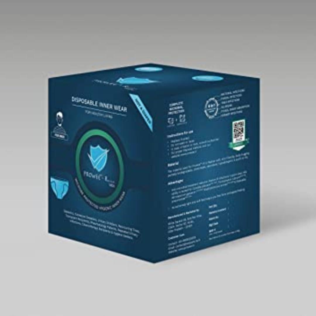 PROWEE PROWEE Disposable Brief for Travel, Trekking, Camping, Spa & Herbal Treatments, Hospital Stay & Incontinence. Specially Designed for Men (10 pcs Pack) | Design Patent No. 336859-001 (L) White