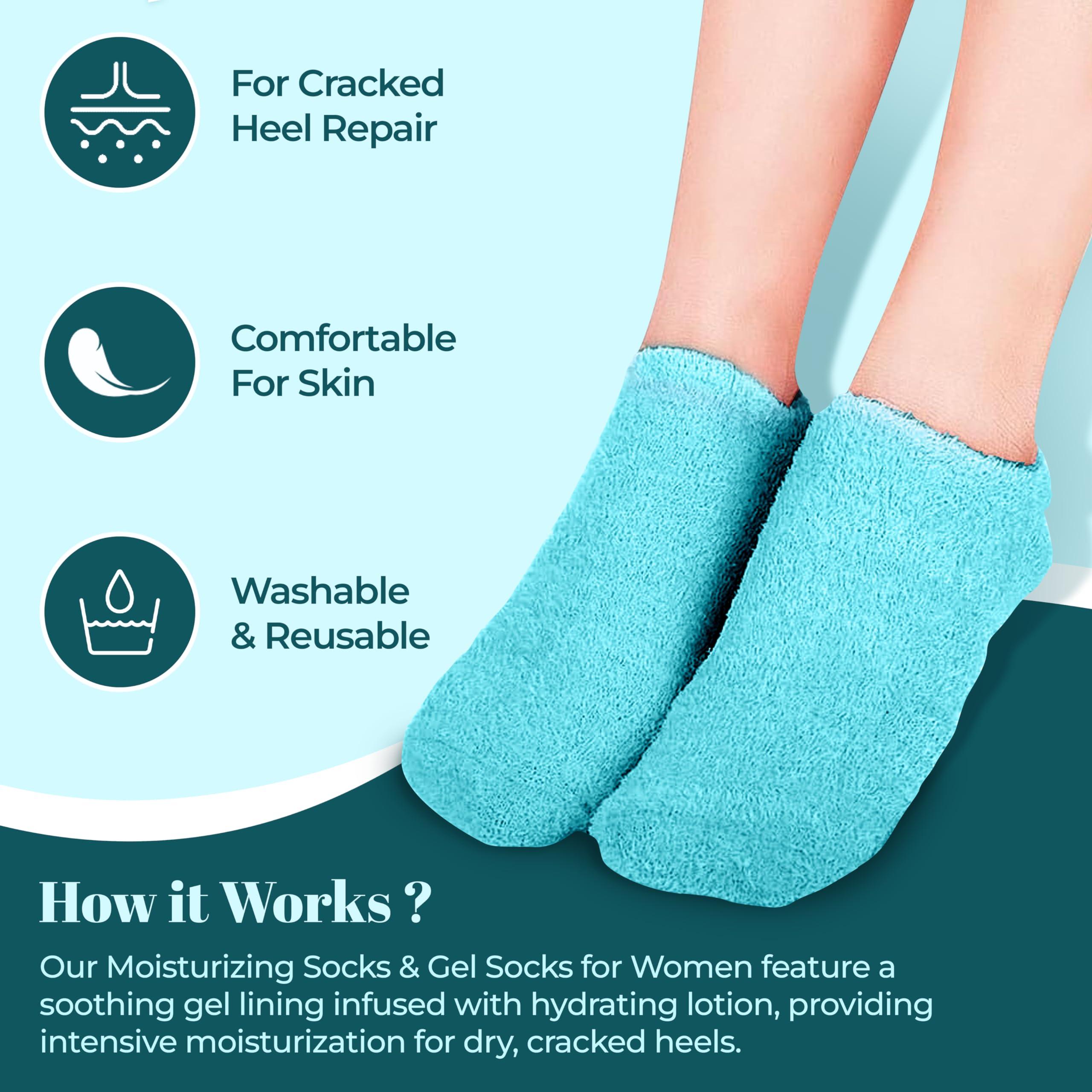 Murti Export Murti Export Moisturizing Silicone Gel Socks (1 Pair) for Men & Women gel socks for dry cracked feet crack heel repair socks foot moisturizer socks Spa Gel Socks Natural Oil & Vitamin E (Multicolor)