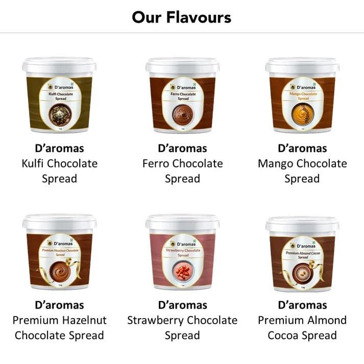 D\'aromas D\'aromas Cookies & Cream Spread, 4kg, Healthy Breakfast Bread Spread, 100% Vegetarian, Top It On Fresh Fruits, Dessert, Milkshake, Bread & Waffles With All Natural Ganache (Each 1kg) (Pack Of 4)