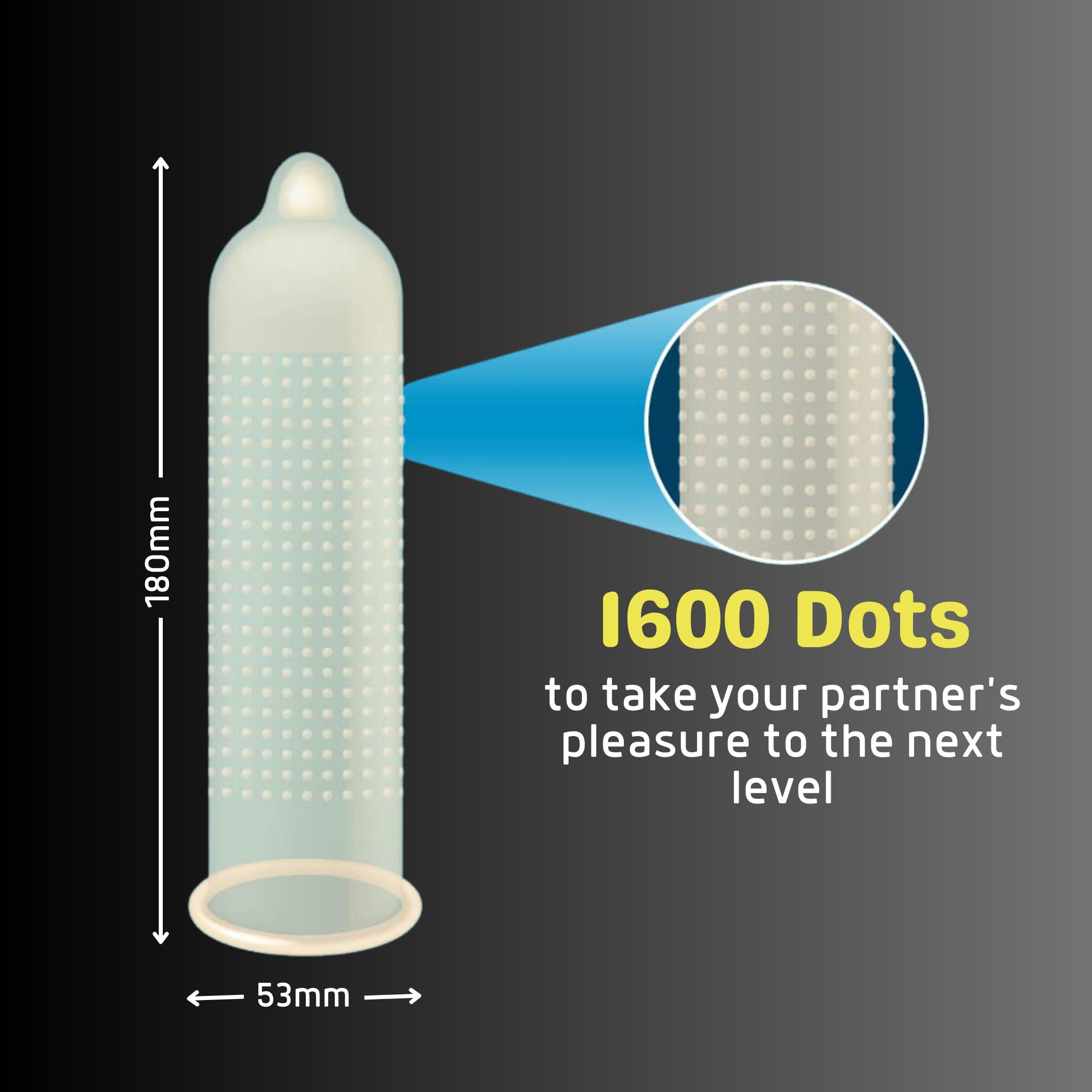 EROSURE Erosure Extra Dotted Condom | Long Lasting For Maximized Pleasure | Premium Latex Condoms With Disposable Pouch 10 Units (Strawberry)