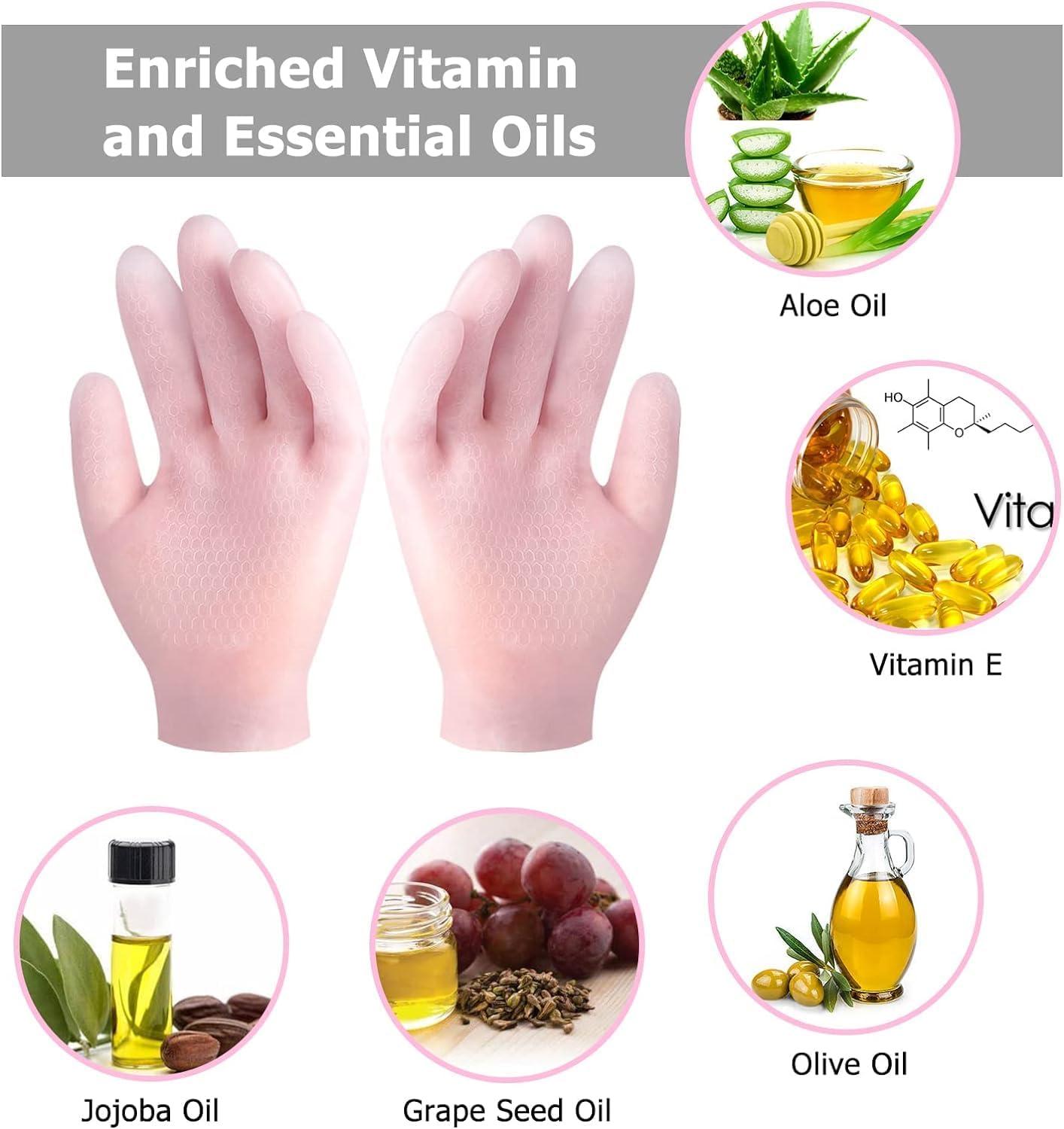 NavaFresh Basics Silicone Moisturizing Gloves Spa Gel Hydrating Gloves Women's Hand Care Gloves, Anti Slip Aloe Lotion Gloves for Repairing Dry Hand, Calluses, Cracked Heels and Softening Rough Skin pack 1