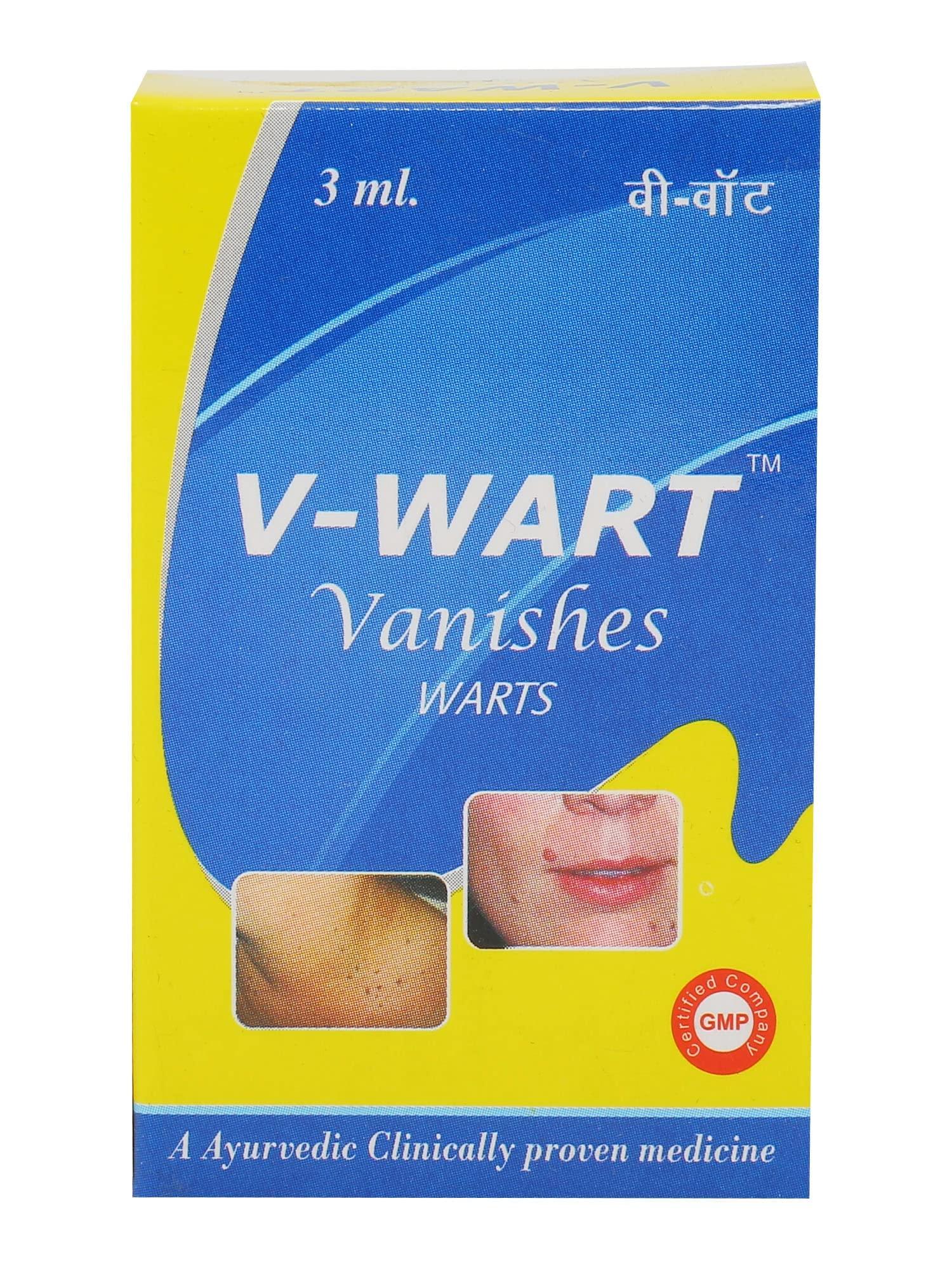 VWART VANISHES WARTS &CORNS V-Wart Remover Liquid Rapidly Eliminates Both Plantar and Common Warts | Advanced Natural Formula | massa remover Liquid Form for skin | skin tag remover | Instant Wart remover Liquid for wart Free Skin for man or women with Wooden Applicator- (3 ML)