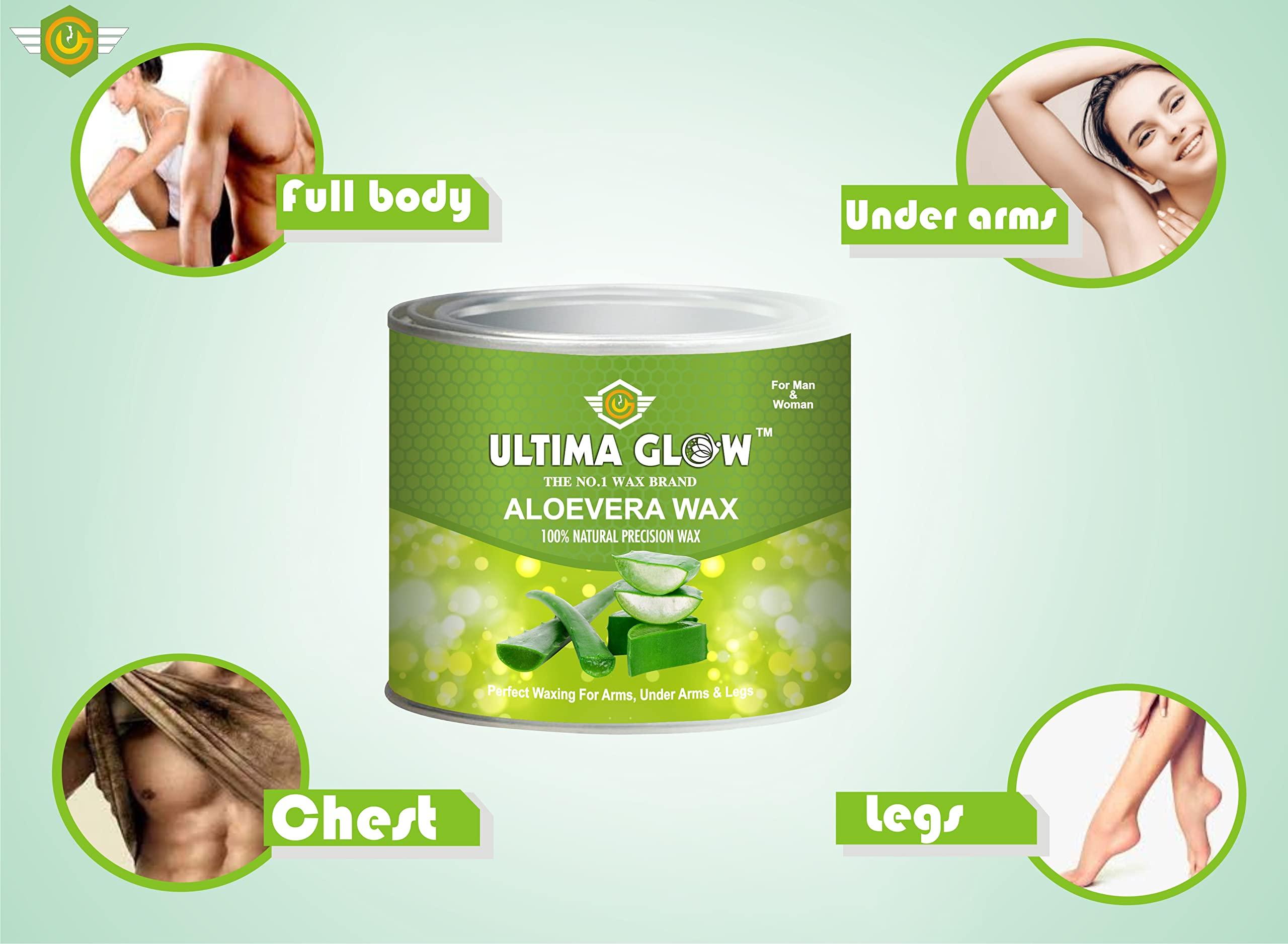 ULTIMA GLOW ULTIMA GLOW aloe Vera strip and stick wax 600 gram wax for all skin wax full body wax Tan Removal, unisex adult