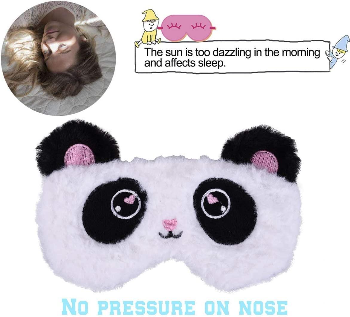 AUXA AUXA ute Panda Sleeping Mask Soft Fluffy Plush Blindfold Funny Novelty Sleep Mask Eye Cover Eyeshade for Girls Boys Women Men Kids Night Nap Travel Meditation 1pc