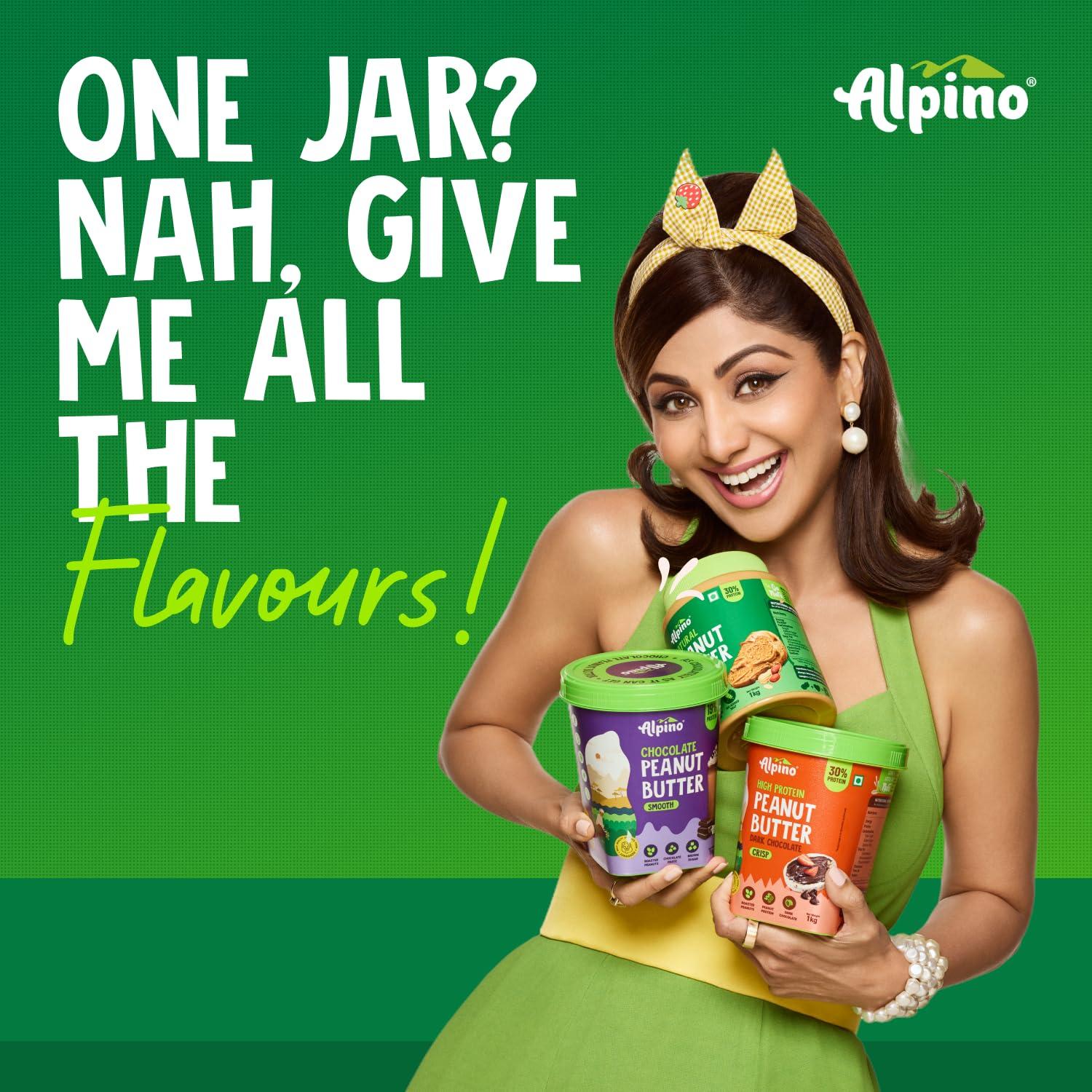 Alpino ALPINO Natural Peanut Butter Smooth 800g - Made with 100% Roasted Peanuts - 30g Protein, No Added Sugar & Salt, non-GMO, Gluten Free, Vegan Plant Based, Unsweetened Peanut Butter Creamy 400g, Pack of 2