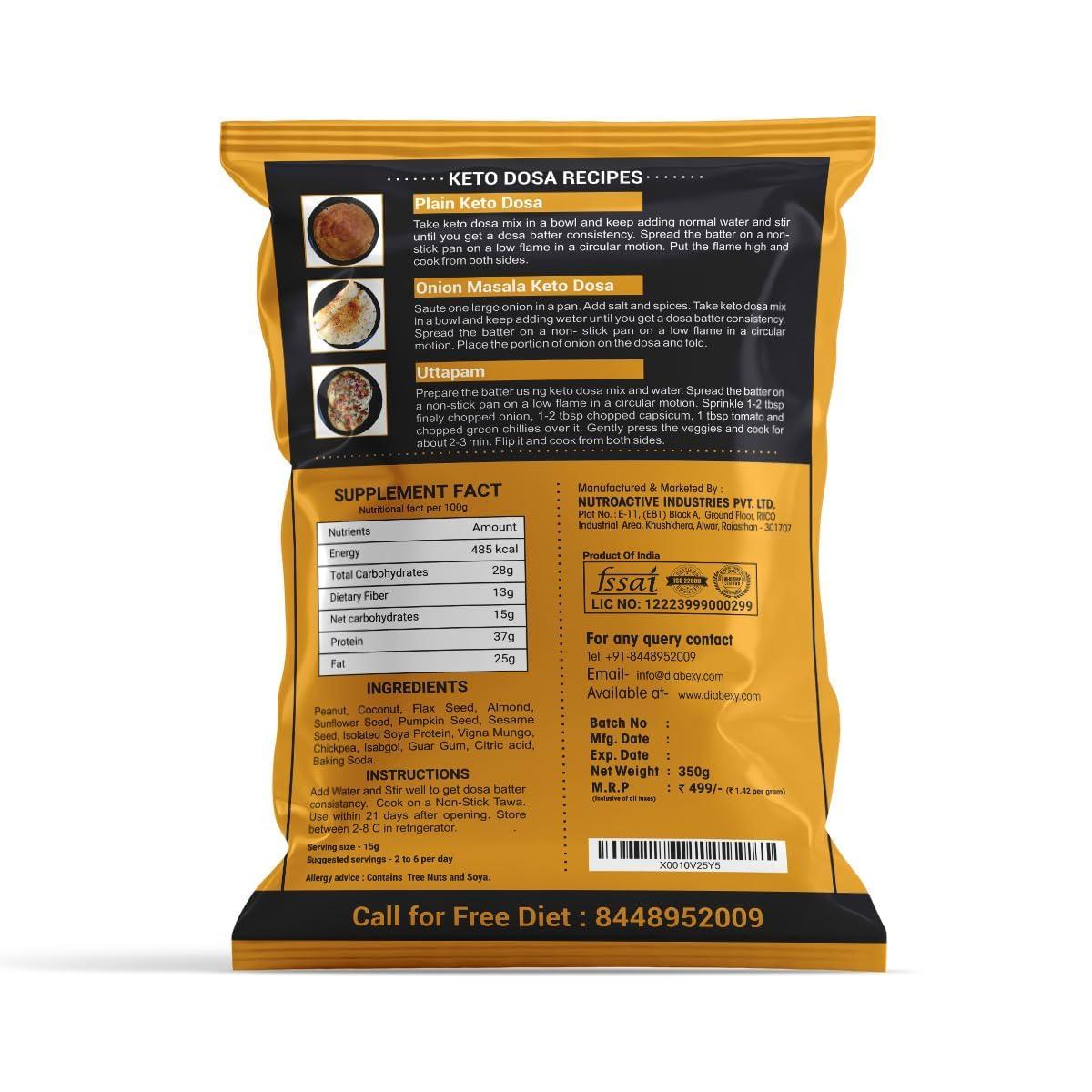 NutroActive NutroActive Keto Atta Extremely Low Carb Flour - 1kg with NutroActive Keto Dosa Mix Gluten Free - 350 gm