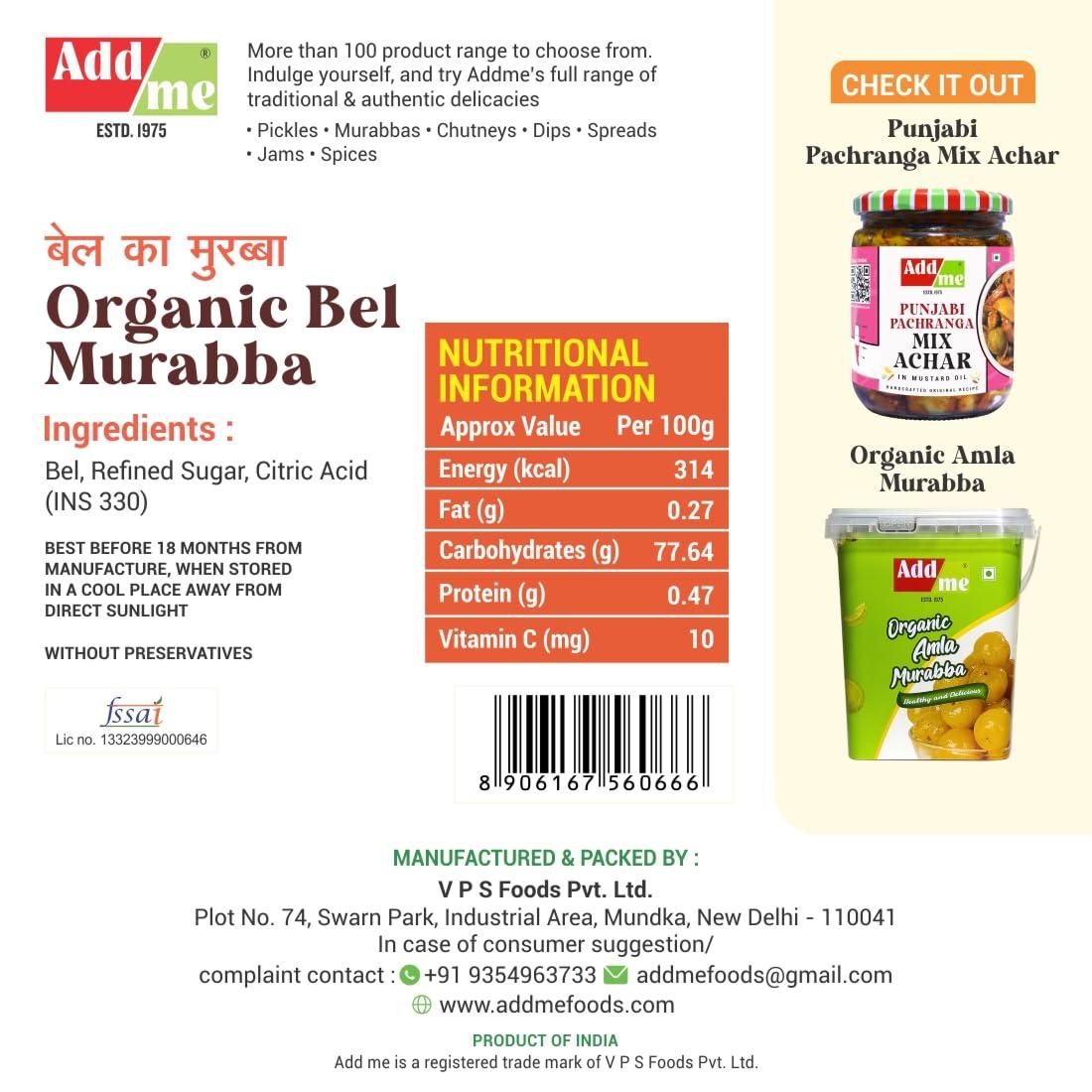 Add me Add me bel Giri ka murabba Vacuum Packed Without Syrup Sweet Bel Muraba (750 g) - Pack of 2 Immunity Booster Packs