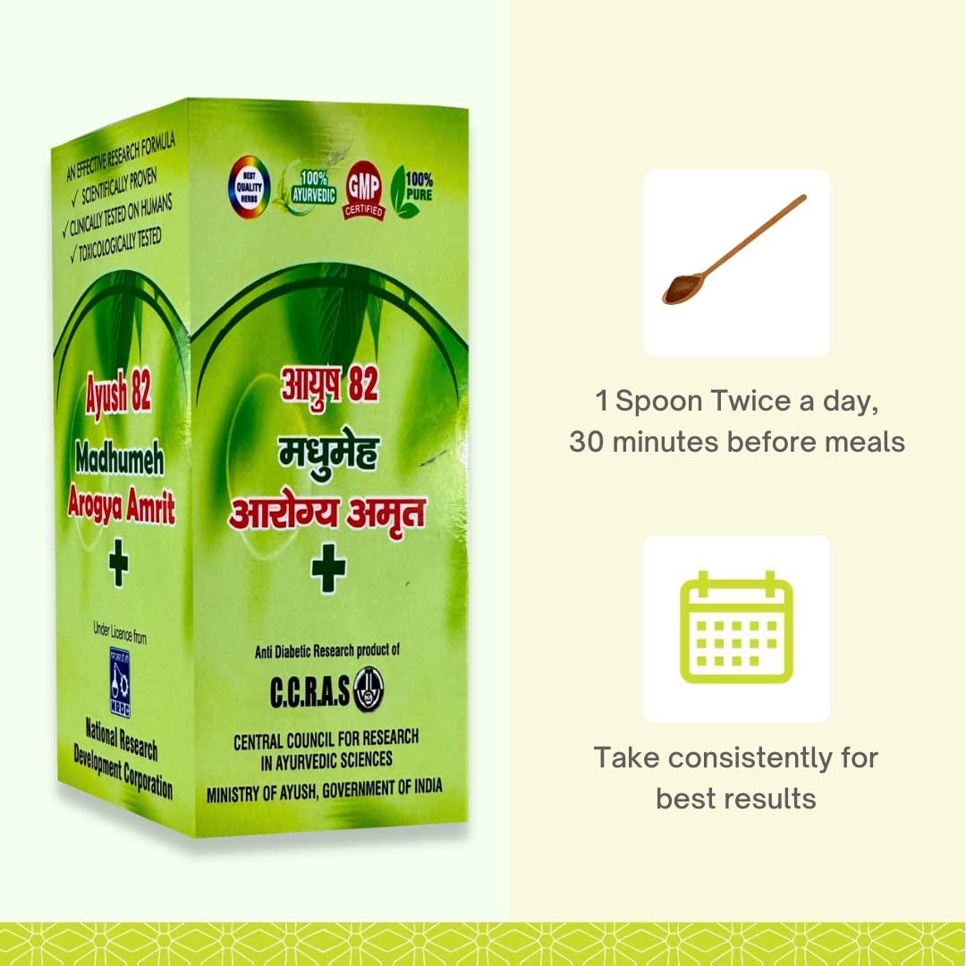 Herbo Range Ayush 82 Madhumeh Arogya Amrit Plus | Ayurvedic Desi Powder | Approved by Ministry of AYUSH | Made of Pure Herbs | 1 Month Pack (100 Gram)