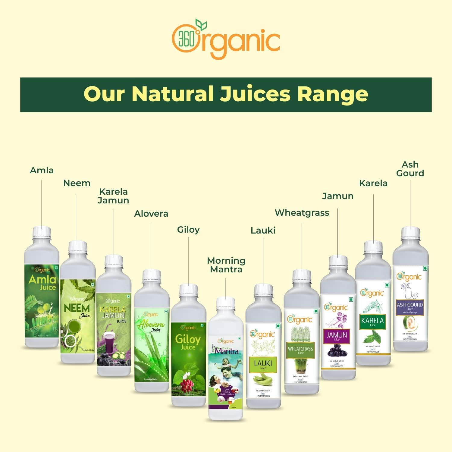 360 DEGREEORGANIC 360 Degree Organic Lauki Juice (Bottle Gourd Juice) for Help Detoxify the Liver, Cleanse the Digestive System, and Purify Blood- 500 ml