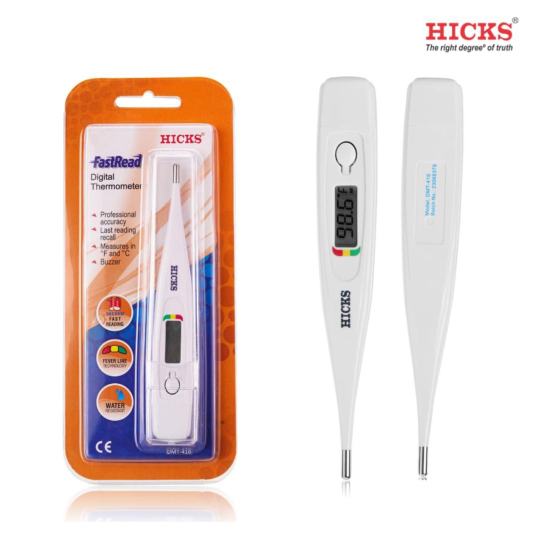 Hicks Hicks DMT 416 Digital Thermometer: Professional Accuracy | 10-Second Readings | Dual Scale (F/C) | Fever Line Indicator | Water-Resistant