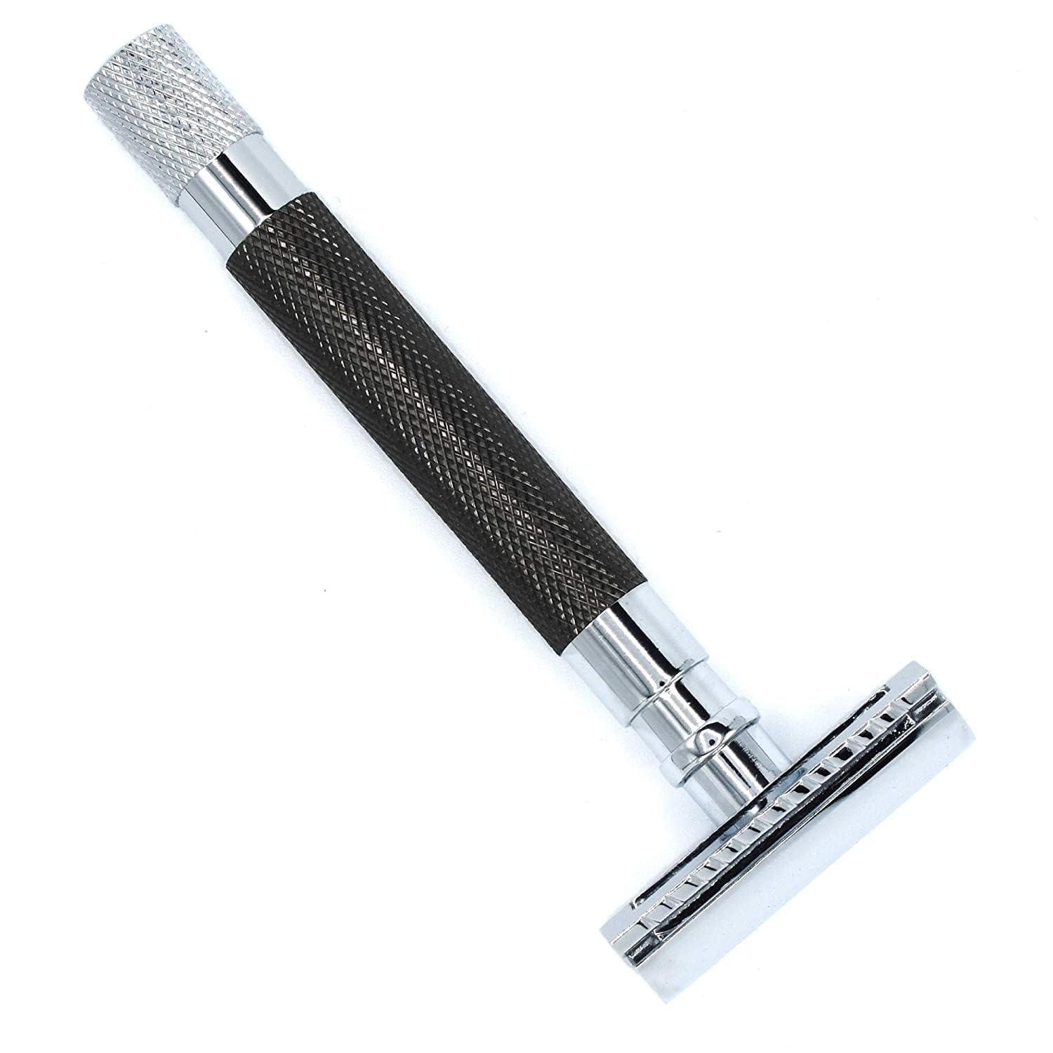 PARKER Safety Razor Parker Safety Razor 56R Heavyweight Double Edge Safety Razor with 5 Parker Premium Platinum Stainless Steel Razor Blades Classic 3 Piece Design (Graphite)