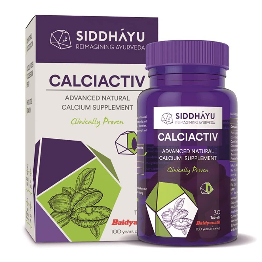 SIDDHAYU Siddhayu Calciactiv | Natural Calcium Supplement For Women | Ayurvedic Calcium Tablets For Men | For Bone Health | Joint Health I 30 Tablets X 1