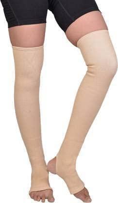 OOFY OOFY Varicose Vein Stocking Compression Thigh Length Knee Braces, Calf & Thigh Support (Beige)(XXXL)