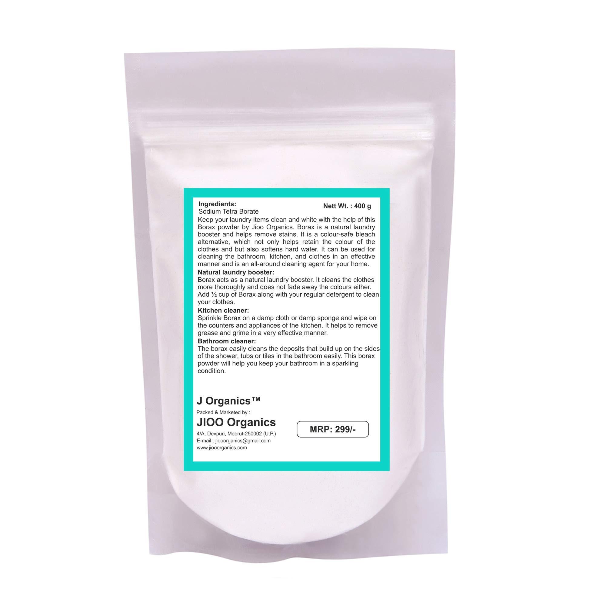 Jioo Organics Jioo Organics 100% Pure Borax Powder - Natural Multi-Purpose Cleaner for Laundry, Home, and DIY Slime - 400g