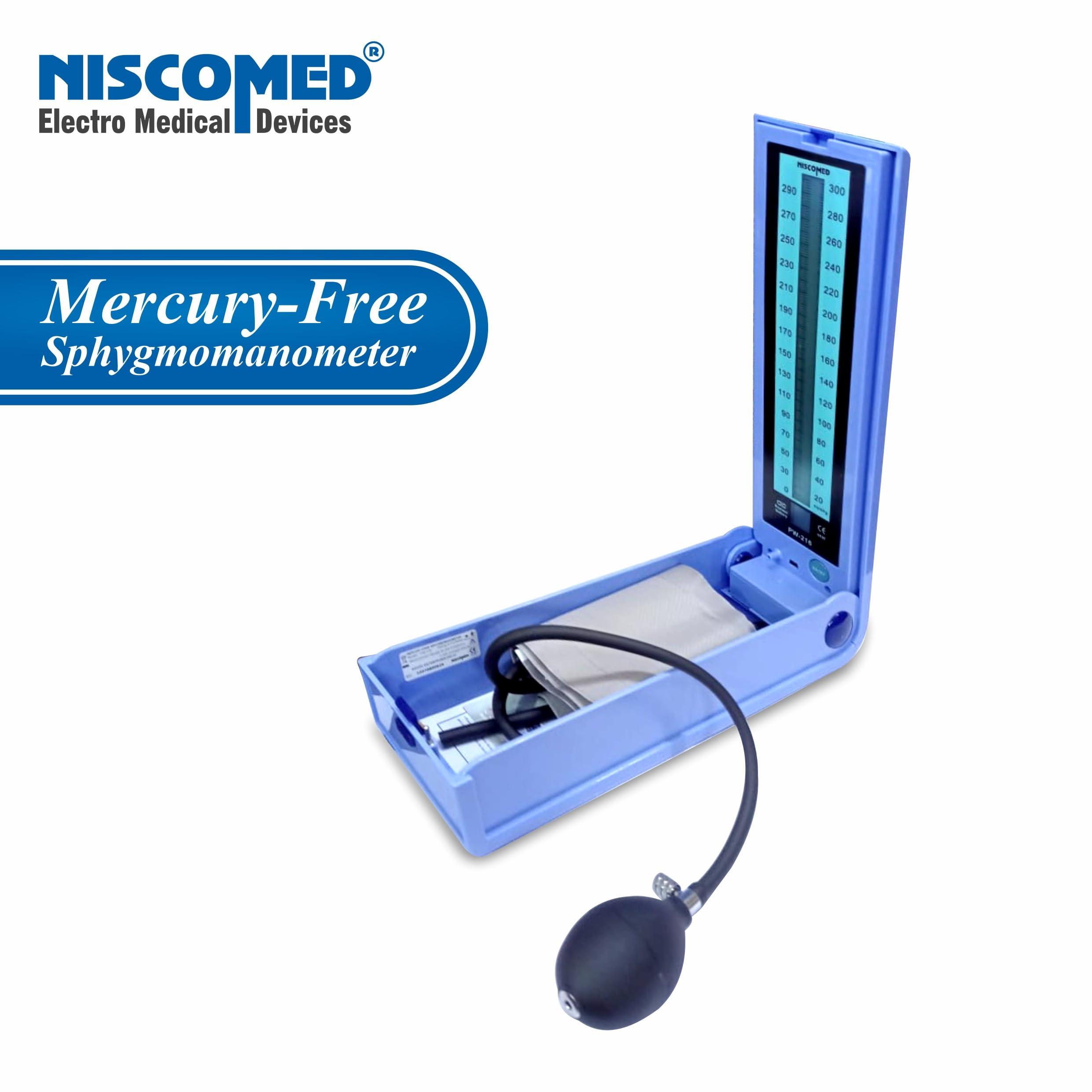 NISCOMED NISCOMED PW-216 LCD Display Sphygmomanometer BP Monitor Machine Mercury Free, Manual Blood Pressure Monitor (Blue)