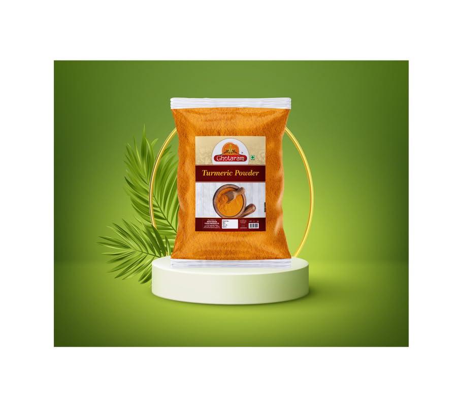 GHOTARAM Ghotaram Arsina Arisin Haladi/Haladhi/Haldi Powder | Pasupu Kommulu Manjal Powder | A++ Turmeric Powder Natural Golden Turmeric Powder with No Added Flavours and Colours-240Gx2Pk