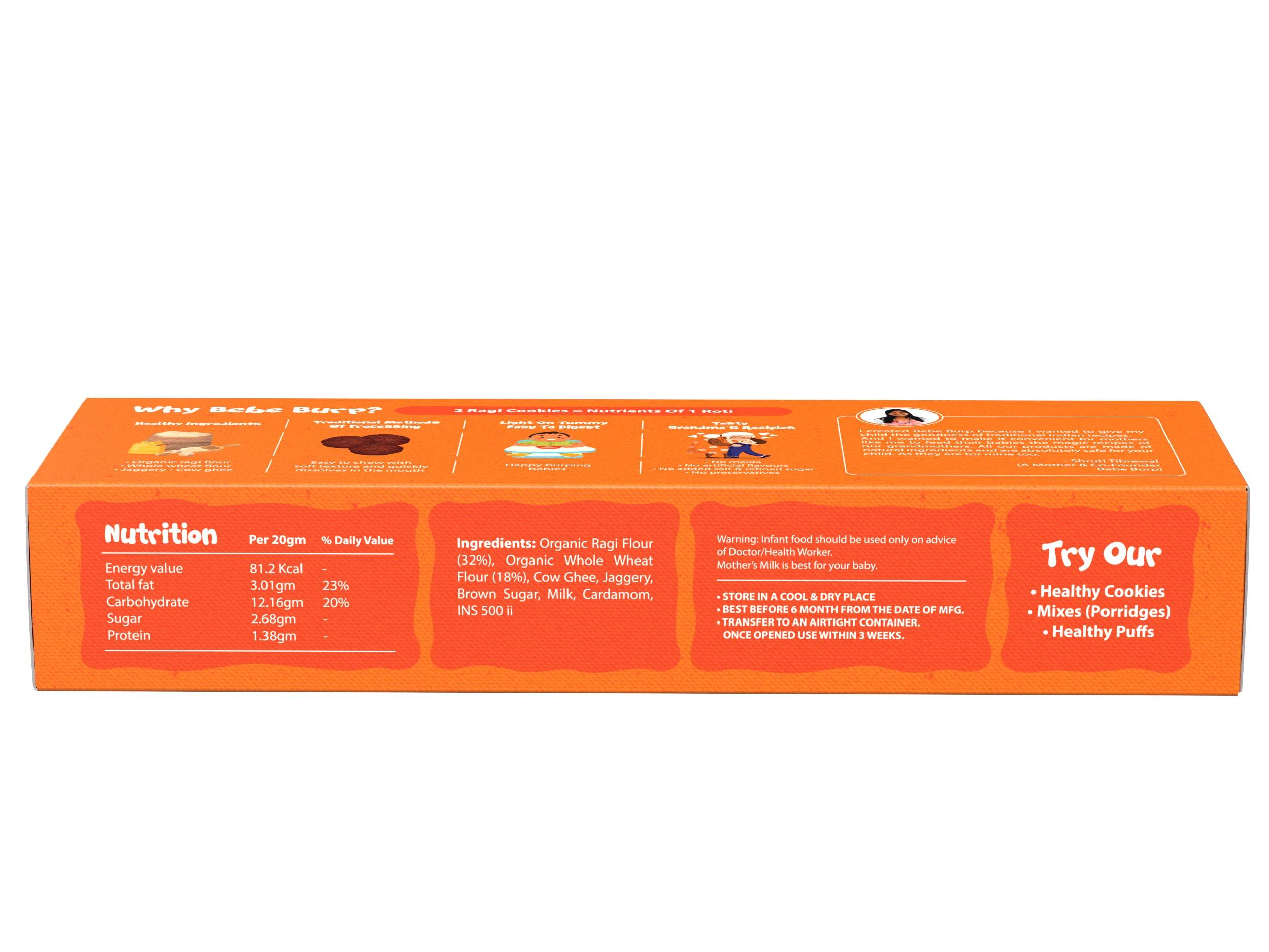 BE'BE' BURP BE\'BE\' BURP Ragi Cookies Combo Pack Of 2 -Tasty & Healthy Cookies For Childrens|No Artificial Preservatives & Flavours|Natural Sweetness Of Jaggery Biscuits (150G Each)