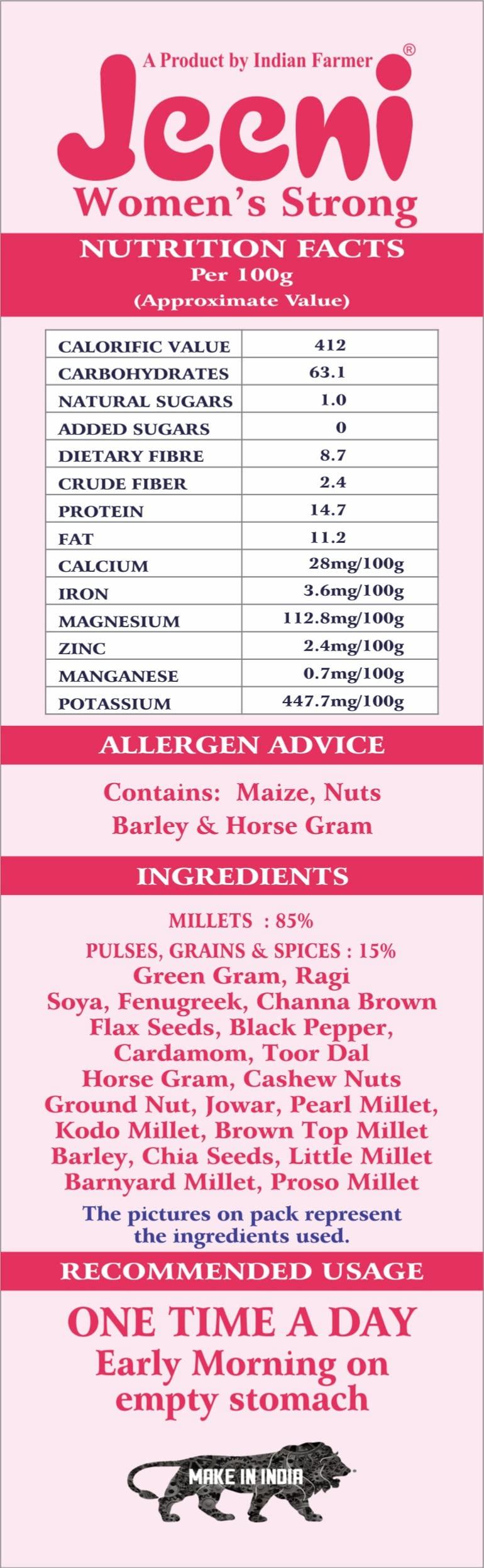 JEENI JEENI WOMENS STRONG Mix millet multi grains All Natural Multigrain Organic and Natural Product for WOMEN 1KG WOMENS STRONG