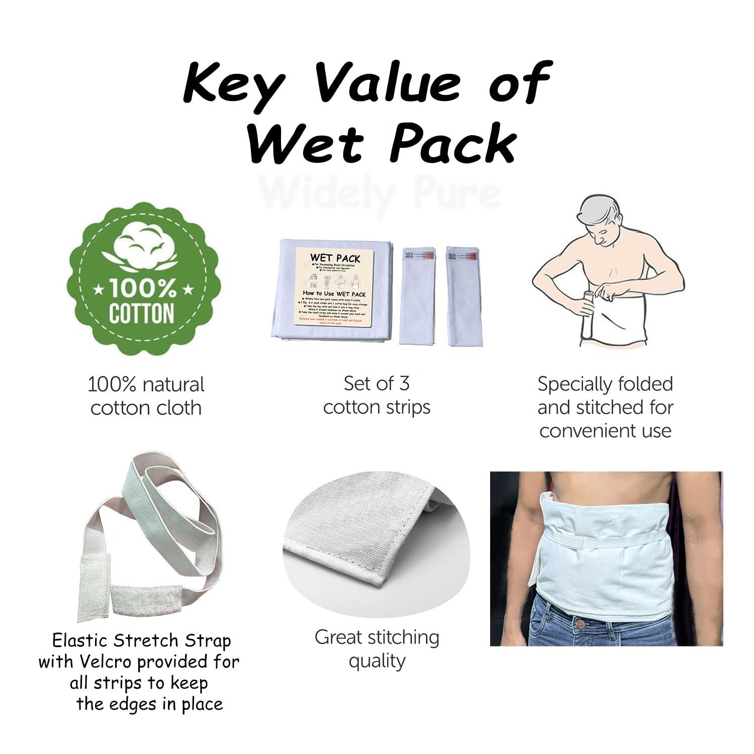 Hindustan Fresh Retail Widely Pure Wet Pack Cotton Patti Set head, neck, kness and abdominal wet pack satvik with user manual