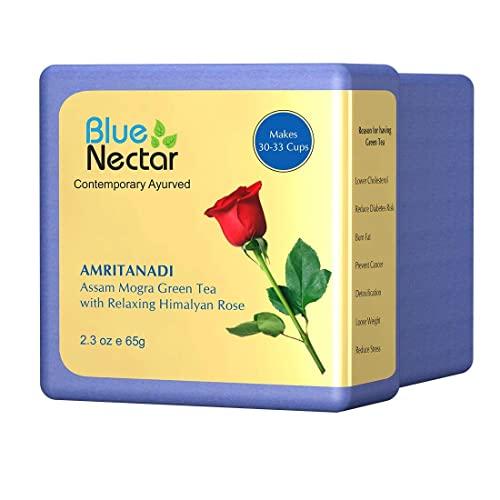 Blue Nectar Blue Nectar Amritanadi Assam Rose Green Tea Leaves with Himalayan Rose (50 g + 15 g FREE| 33 cups). Loose Green Tea Leaves with No Tea Dust. Only Leaf Green Tea