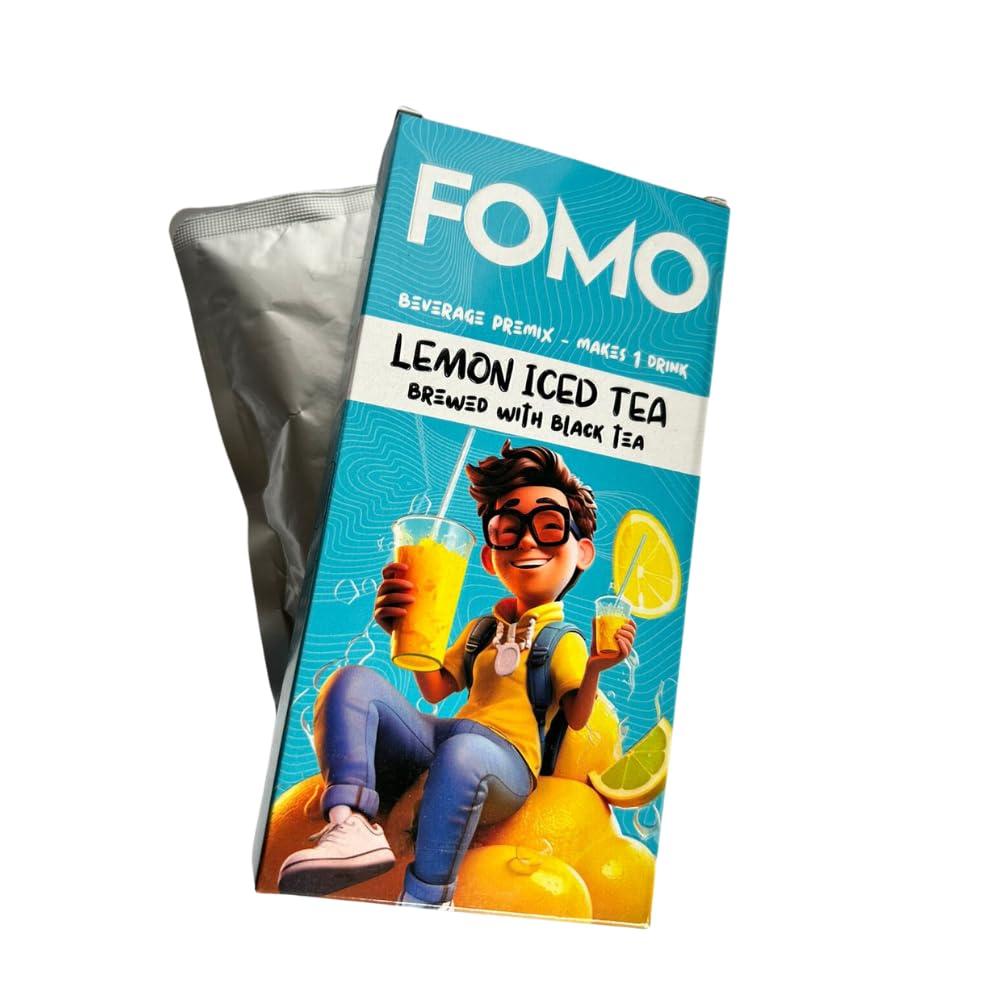 FOMO FOMO Lemon Iced Tea Premix | Pack of 10 | Liquid Premix Pouches | Makes 10 Large Drinks | Zero Refined Sugar | Real Brewed | All Natural| No Preservatives