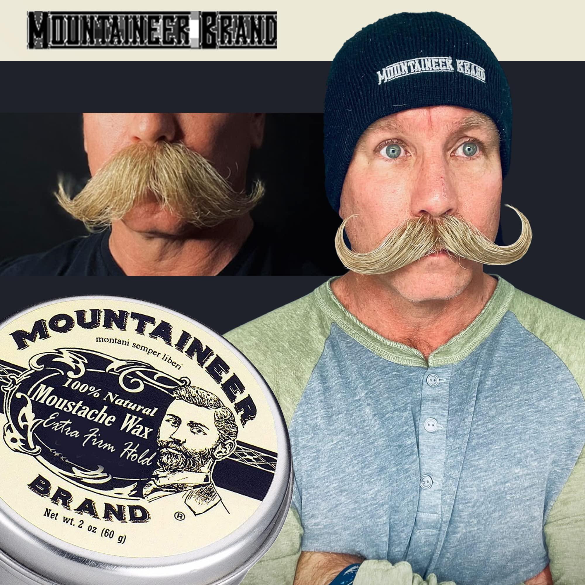 Mountaineer Brand Mustache Wax by Mountaineer Brand - All-Natural, No Residue, Clear and Easy to Use, 2 oz Tin (Extra Firm Hold (Unscented))