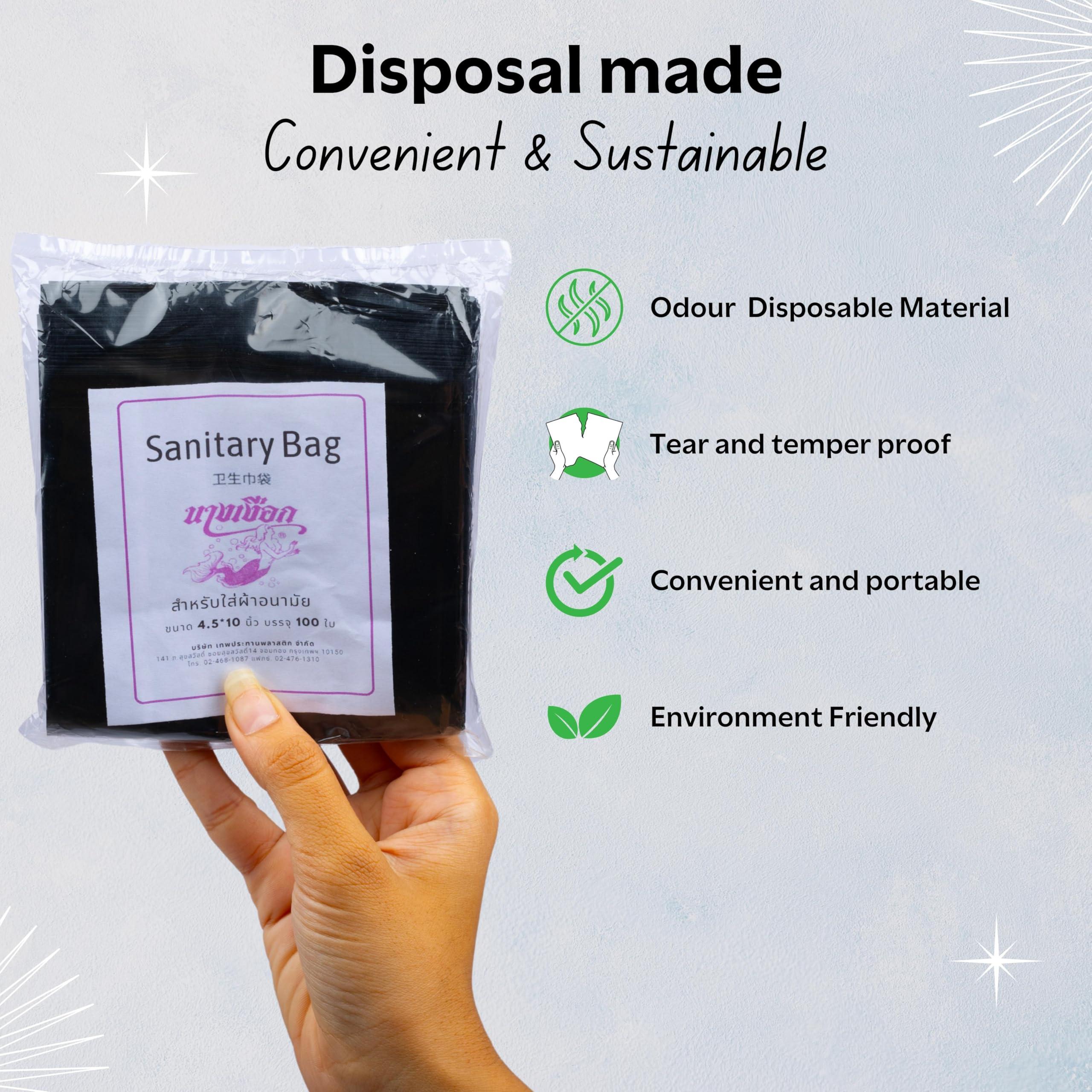 MISTYCDEP MISTYCDEP Sanitary Disposal Bags | 100 Bags | Pad Disposable Bags for Discreet Disposal of Tampons, Condoms, Sanitary Pads, Panty Liner & Personal Hygiene Waste