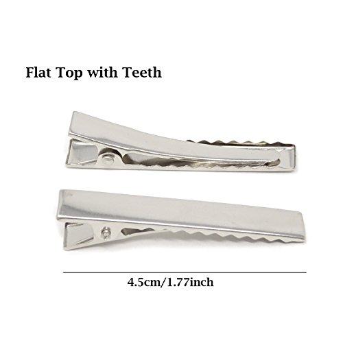 HONBAY Honbay 50PCS 4.5cm/1.77inch Silver Tone Single Prong Metal Alligator Hair Clip Flat Top with Teeth for Arts & Crafts Projects, Dry Hanging Clothing, Office Paper Document Organization,Hair Care