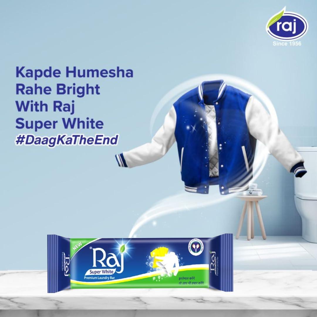 RAJ SUPER WHITE Raj Super White Laundry Soap For Clothes, Removes Tough Stains, 1kg x 1 (Pack of 1x1 kg)
