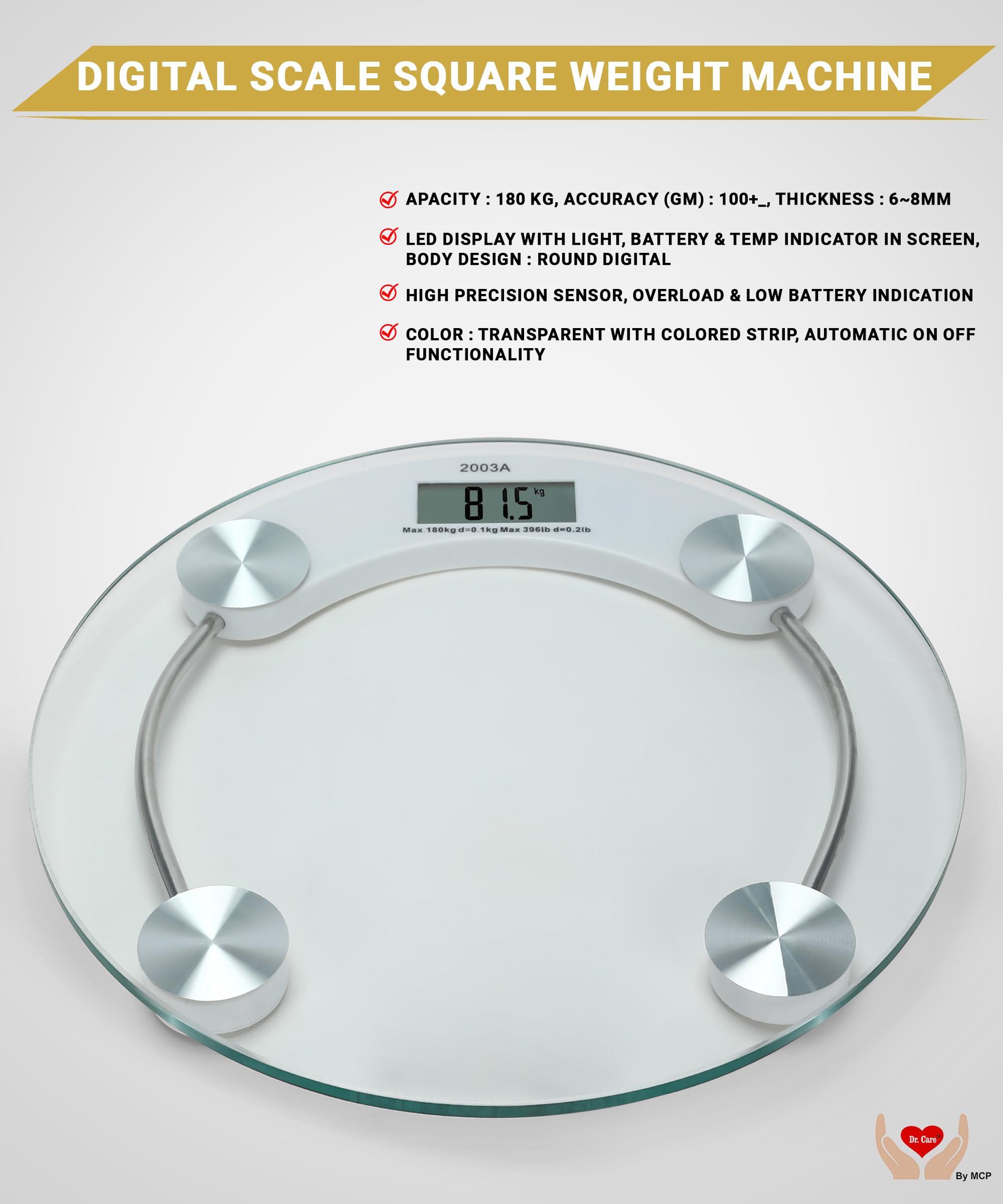 MCP MCP Digital Glass Weighing Machine: Personal Weight Scale For Home Use (Transparent), Max 180 Kg