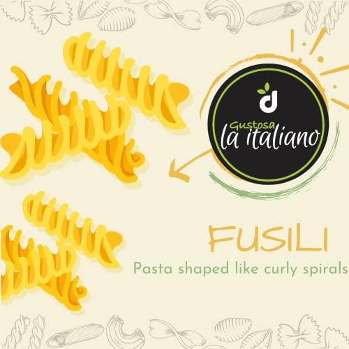 Gustosa La Italiano Gustosa La Italiano Macroni Pasta 1kg + Penne Pasta 1Kg + Fusilli Pasta 1Kg | 100% Durum Wheat Semolina Pasta 3 Kg (3x 1000g) | Non Sticky | Untoched by Hands | Value Pack